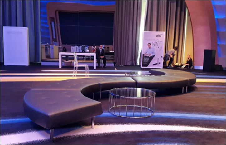 S-shaped 15-seater sofa for event furniture rental in Dubai
