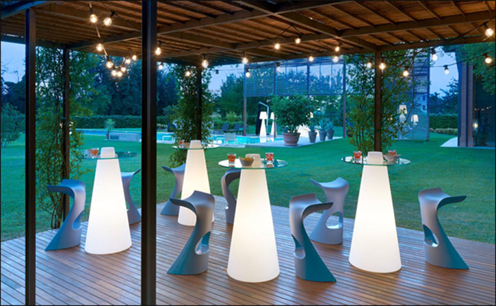 lit event furniture rental in Dubai with decorative displays