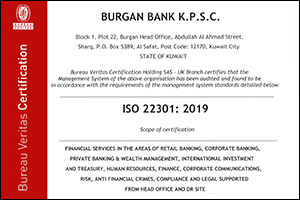 Burgan Bank Attains ISO 22301:2019 BCMS Certification