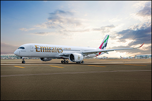 Emirates A350 makes its debut at the 2025 Paris Airshow