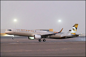 Etihad Airways' first Airbus A321LR touches down in Abu Dhabi