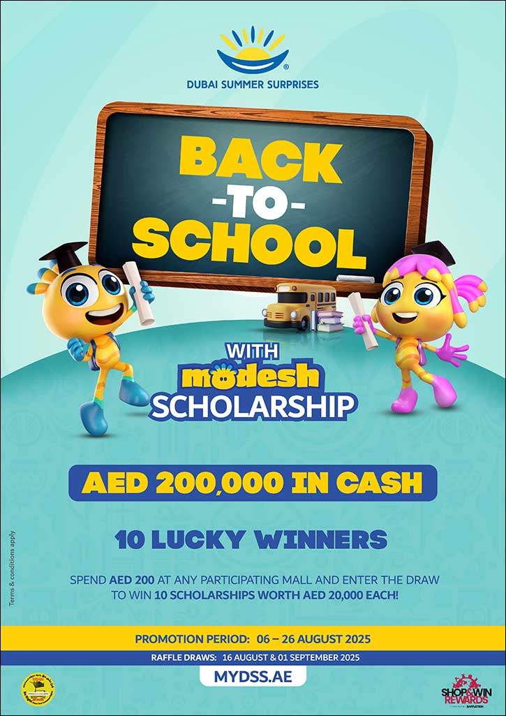 Win AED 200,000 in Modesh scholarships this back to schools season as shop and win rewards!