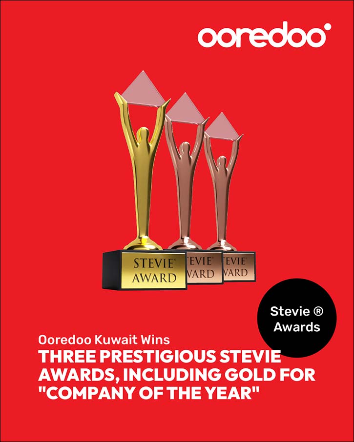 Ooredoo Kuwait Wins Big at the Stevie� Awards, Named �Company of the Year�