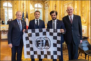 Fia president mohammed ben sulayem meets with french president  emmanuel macron in paris