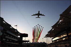 Etihad airways flypast starts the abu dhabi grand prix