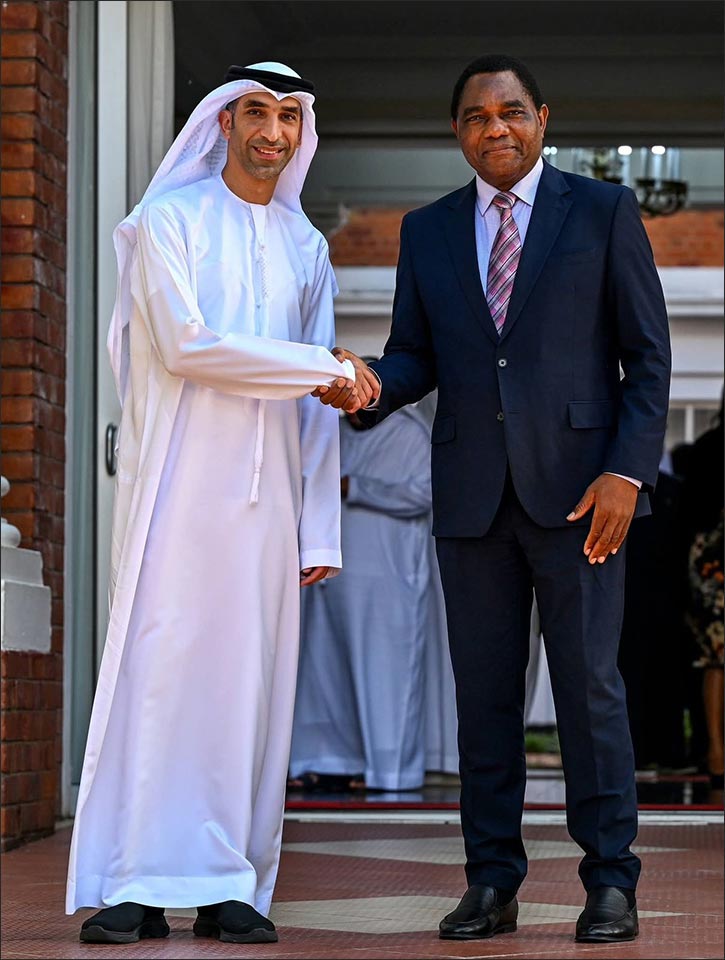 HE Dr. Thani Al Zeyoudi meets President Hakainde Hichilema during official visit to Zambia