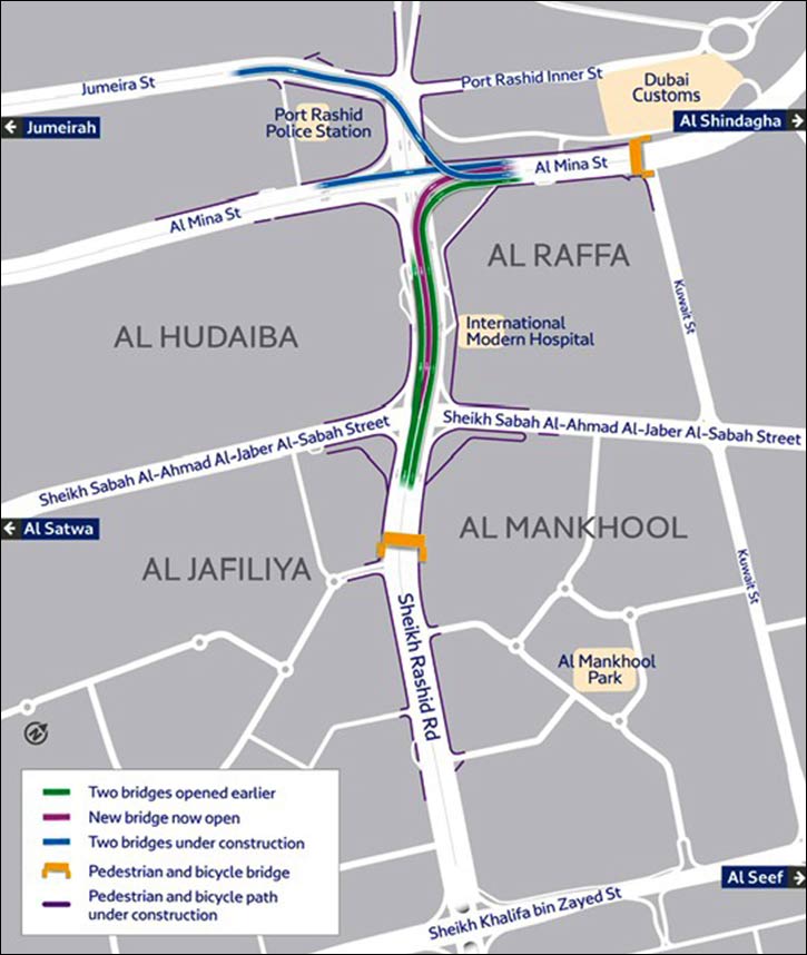 RTA Opens Three-Lane Bridge to Enhance Traffic Flow from Infinity Bridge to Sheikh Rashid Road