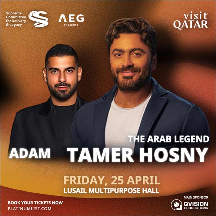 Tamer Hosny and Adam Set to Light Up Lusail Multipurpose Hall this April