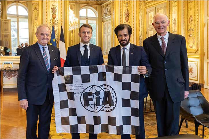 Fia president mohammed ben sulayem meets with french president emmanuel macron in paris