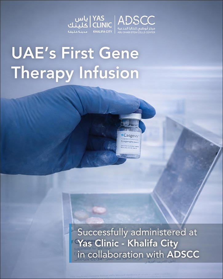 With the support and oversight of the Department of Health- Abu Dhabi: “Yas Clinic – Khalifa City and Abu Dhabi Stem Cells Center successfully administer the first gene-therapy in